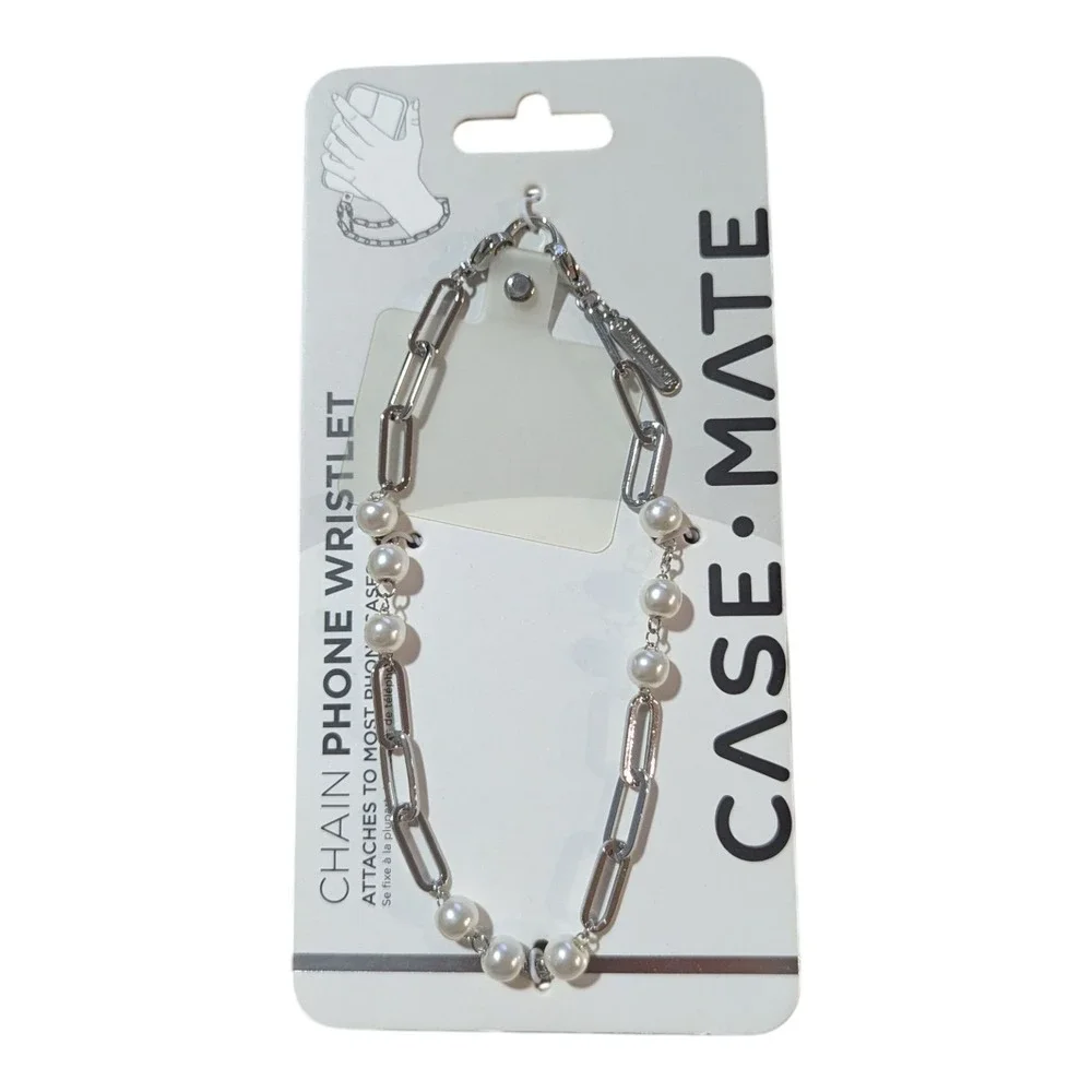 X7. Case-Mate - Wristlet Chain for Most‎ Cell Phones - Silver/Pearl